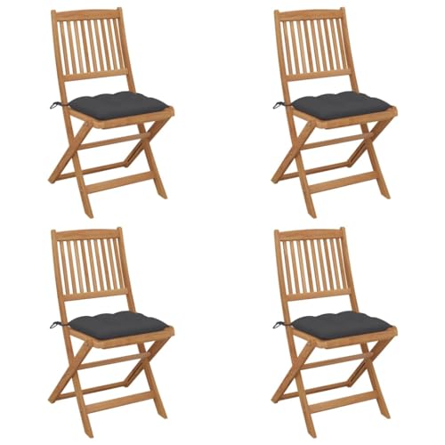 HANJIEFACAI Klappbare Gartenstühle 4 STK. mit Kissen Massivholz Akazie Biergartenstühle Gartenstuhl Essstühle Outdoor Chair für Park Balkon Hof Camping HANJIEFACAI Klappbare Gartenstühle 4 STK. mit Kissen Massivholz Akazie Biergartenstühle Gartenstuhl Essstühle Outdoor Chair für Park Balkon Hof Camping von HANJIEFACAI