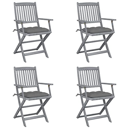 HANJIEFACAI Klappbare Gartenstühle 4 STK. mit Kissen Massivholz Akazie Stühle Balkon Gartenstuhl Balkonstuhl Garden Chair für Schlafraum Camping Park Hof HANJIEFACAI Klappbare Gartenstühle 4 STK. mit Kissen Massivholz Akazie Stühle Balkon Gartenstuhl Balkonstuhl Garden Chair für Schlafraum Camping Park Hof von HANJIEFACAI