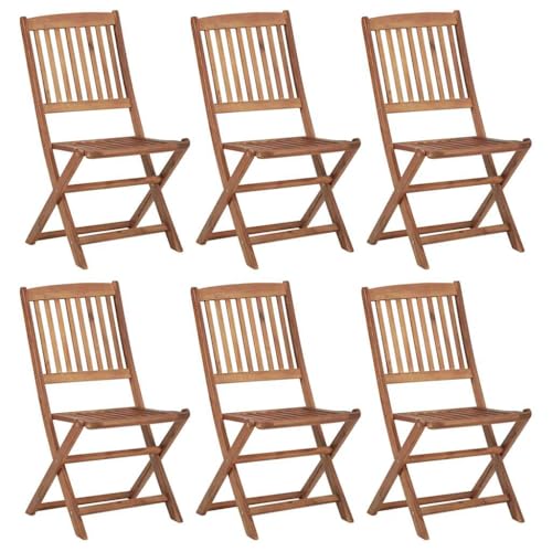 HANJIEFACAI Klappbare Gartenstühle 6 STK. Massivholz Akazie Gartenstuhl Modern Gartenstuhl Balkonstuhl Balcony Chair für Schlafraum Hof Camping Balkon von HANJIEFACAI