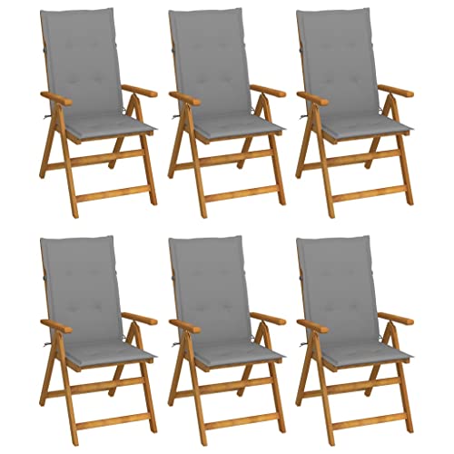 HANJIEFACAI Klappbare Gartenstühle 6 STK. mit Auflagen Massivholz Akazie Gartensessel Outdoor Gartenstuhl Terrassenstühle Garden Chair für Camping Park Schlafraum Balkon von HANJIEFACAI
