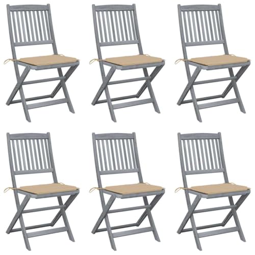 HANJIEFACAI Klappbare Gartenstühle 6 STK. mit Sitzkissen Massivholz Akazie Terrassenstuhl Gartenstuhl Balkonstuhl Outdoor Stuhl für Park Camping Balkon Hof HANJIEFACAI Klappbare Gartenstühle 6 STK. mit Sitzkissen Massivholz Akazie Terrassenstuhl Gartenstuhl Balkonstuhl Outdoor Stuhl für Park Camping Balkon Hof von HANJIEFACAI