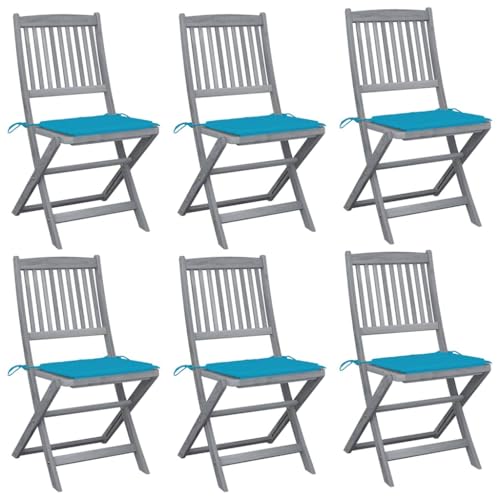 HANJIEFACAI Klappbare Gartenstühle 6 STK. mit Sitzkissen Massivholz Akazie Terrassenstuhl Gartenstuhl Balkonstuhl Outdoor Stuhl für Park Camping Balkon Hof HANJIEFACAI Klappbare Gartenstühle 6 STK. mit Sitzkissen Massivholz Akazie Terrassenstuhl Gartenstuhl Balkonstuhl Outdoor Stuhl für Park Camping Balkon Hof von HANJIEFACAI