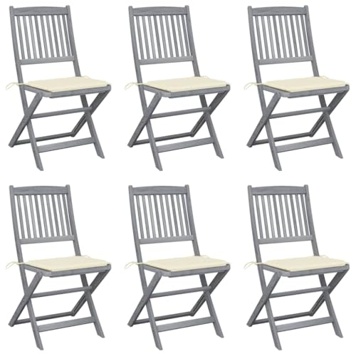 HANJIEFACAI Klappbare Gartenstühle 6 STK. mit Sitzkissen Massivholz Akazie Terrassenstuhl Gartenstuhl Balkonstuhl Outdoor Stuhl für Park Camping Balkon Hof HANJIEFACAI Klappbare Gartenstühle 6 STK. mit Sitzkissen Massivholz Akazie Terrassenstuhl Gartenstuhl Balkonstuhl Outdoor Stuhl für Park Camping Balkon Hof von HANJIEFACAI