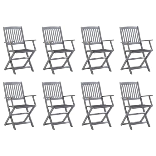 HANJIEFACAI Klappbare Gartenstühle 8 STK. mit Kissen Massivholz Akazie Gartenstuhl Modern Gartenstuhl Terrassenstühle Outdoor Stuhl für Camping Schlafraum Hof Balkon von HANJIEFACAI