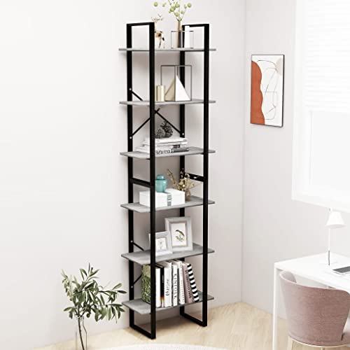 HANJIEFACAI Lagerregal Betongrau 60x30x210 cm Holzwerkstoff Vitrine Book Shelf Cabinet Shelf Organizer für Wohnzimmer Schlafzimmer Balkon Flur von HANJIEFACAI
