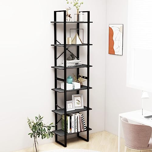 HANJIEFACAI Lagerregal Grau 60x30x210 cm Massivholz Kiefer Vitrine Book Shelf Cabinet Shelf Organizer für Wohnzimmer Schlafzimmer Balkon Flur von HANJIEFACAI