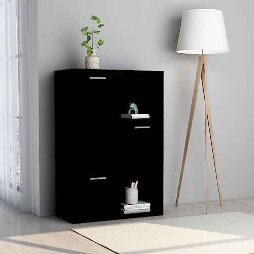 HANJIEFACAI Lagerschrank Schwarz 60x29,5x90 cm Holzwerkstoff Vitrine Bookcase Cabinet Small Bookshelf für Wohnzimmer Schlafzimmer Arbeitszimmer Flur von HANJIEFACAI