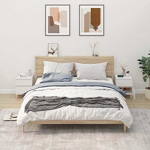 HANJIEFACAI Nachttische 2 Stück Weiß Schlafzimmer Kommoden mit Stauraum 40x35x50 cm Beistelltische Wohnzimmer Nachttisch Set Möbel Holzwerkstoff von HANJIEFACAI