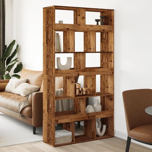 HANJIEFACAI Raumteiler Altholz-Optik 100x33x187,5 cm Holzwerkstoff Book Shelves Cabinet Small Bookshelf Display Cabinet für Wohnzimmer Balkon Arbeitszimmer Flur von HANJIEFACAI