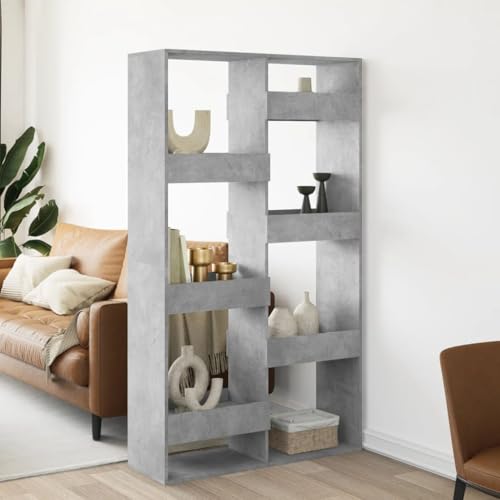 HANJIEFACAI Raumteiler Betongrau 100x33x175 cm Holzwerkstoff Small Bookcase Bookcase Small Bookshelf Shelf Organizer für Balkon Schlafzimmer Arbeitszimmer Flur von HANJIEFACAI