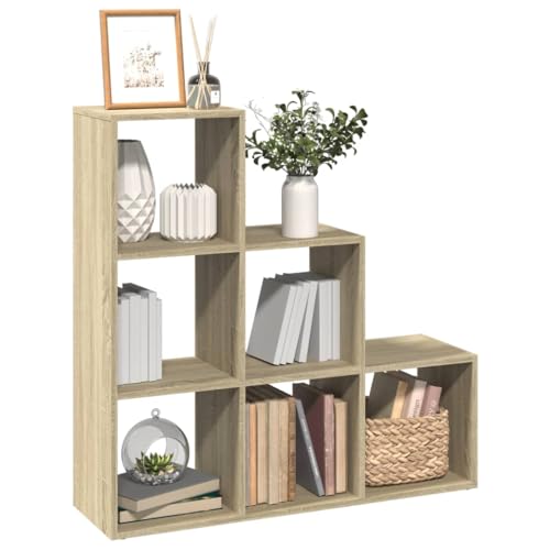 HANJIEFACAI Raumteiler-Bücherregal 3 Etagen Sonoma-Eiche 99x29x99 cm Shelves for Bedroom Bookcase Shelf Organizer Bookshelves für Schlafzimmer Wohnzimmer Balkon Flur von HANJIEFACAI