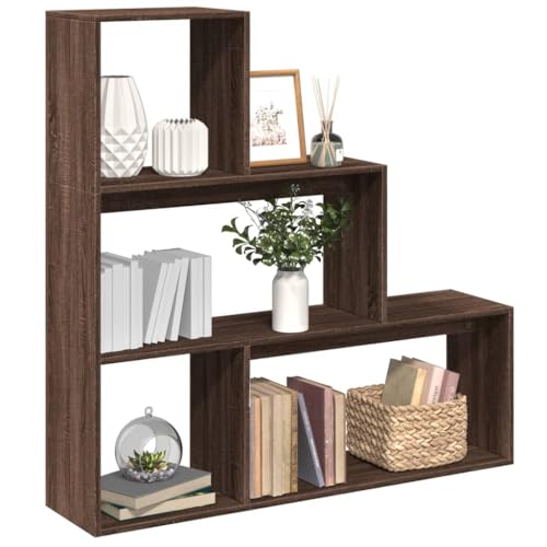 HANJIEFACAI Raumteiler-Bücherregal 3 Stufen Braun Eichen-Optik 123x29x123cm Book Shelves Book Shelf Bookshelves Display Cabinet für Balkon Flur Wohnzimmer Arbeitszimmer von HANJIEFACAI