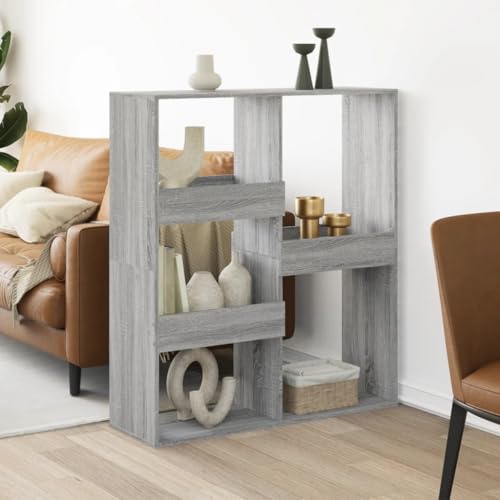 HANJIEFACAI Raumteiler Grau Sonoma 100x33x115 cm Holzwerkstoff Small Bookcase Bookcase Small Bookshelf Shelf Organizer für Balkon Schlafzimmer Arbeitszimmer Flur von HANJIEFACAI
