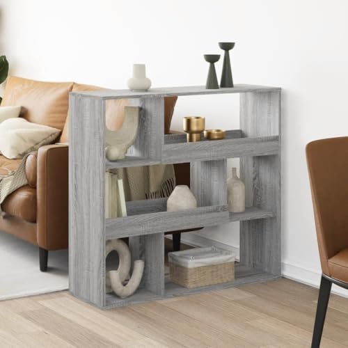 HANJIEFACAI Raumteiler Grau Sonoma 100x33x94,5 cm Holzwerkstoff Small Bookcase Bookcase Cabinet Bookshelves für Wohnzimmer Arbeitszimmer Schlafzimmer Flur von HANJIEFACAI
