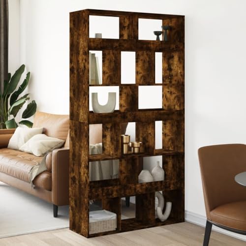 HANJIEFACAI Raumteiler Räuchereiche 100x33x187,5 cm Holzwerkstoff Book Shelves Cabinet Small Bookshelf Display Cabinet für Wohnzimmer Balkon Arbeitszimmer Flur von HANJIEFACAI