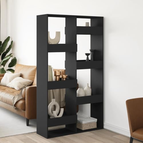 HANJIEFACAI Raumteiler Schwarz 100x33x175 cm Holzwerkstoff Small Bookcase Bookcase Small Bookshelf Shelf Organizer für Balkon Schlafzimmer Arbeitszimmer Flur von HANJIEFACAI