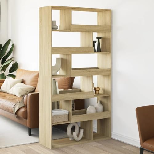 HANJIEFACAI Raumteiler Sonoma-Eiche 100x33x187,5 cm Holzwerkstoff Small Bookcase Bookcase Cabinet Bookshelves für Wohnzimmer Arbeitszimmer Schlafzimmer Flur von HANJIEFACAI