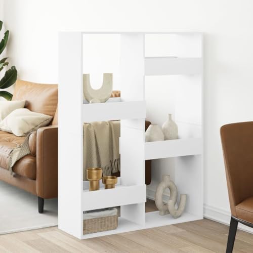 HANJIEFACAI Raumteiler Weiß 100x33x135 cm Holzwerkstoff Small Bookcase Bookcase Small Bookshelf Shelf Organizer für Balkon Schlafzimmer Arbeitszimmer Flur von HANJIEFACAI