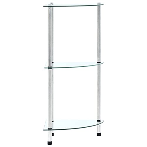 HANJIEFACAI Regal mit 3 Ablagen Transparent 30x30x67 cm Hartglas Small Bookcase Cabinet Small Bookshelf Shelf Organizer für Flur Balkon Schlafzimmer Arbeitszimmer von HANJIEFACAI