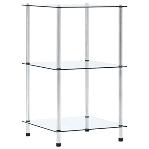 HANJIEFACAI Regal mit 3 Ablagen Transparent 40x40x67 cm Hartglas Vitrine Book Shelf Bookcase Bookshelves für Balkon Schlafzimmer Flur Wohnzimmer von HANJIEFACAI