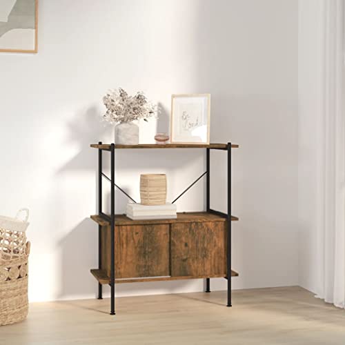 HANJIEFACAI Regal mit 3 Böden und Schrank 80x40x92 cm Stahl Holzwerkstoff Small Bookcase Book Shelf Bookcase Shelves for Bedroom für Arbeitszimmer Schlafzimmer Flur Balkon von HANJIEFACAI