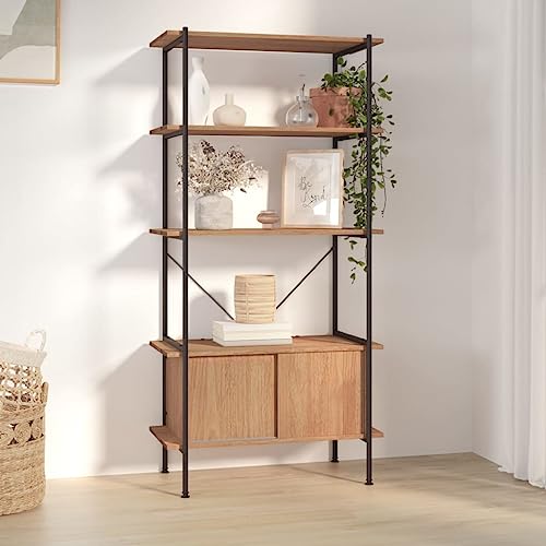 HANJIEFACAI Regal mit 5 Böden und Schrank 80x40x163 cm Stahl Holzwerkstoff Small Bookcase Book Shelf Bookcase Shelves for Bedroom für Arbeitszimmer Schlafzimmer Flur Balkon von HANJIEFACAI