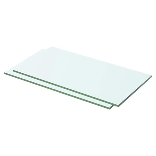 HANJIEFACAI Regalböden 2 STK. Glas Transparent 50x20 cm | Modern Glass Shelves for Home Shop Display 15kg Load Capacity Easy to Clean | 8mm Thick Tempered Glass von HANJIEFACAI