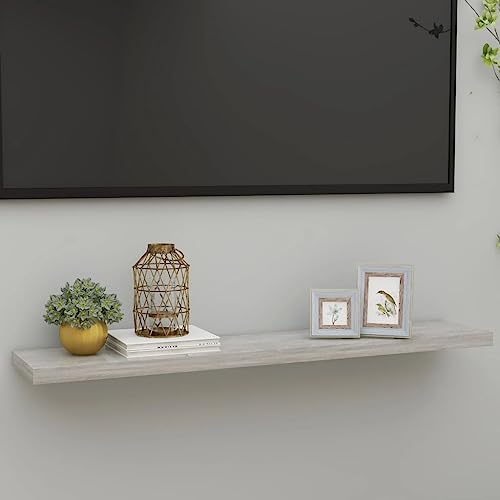 HANJIEFACAI Schweberegal Floating Shelf Concrete Gray 120x23.5x3.8 cm MDF Wall Board Modern Invisible Mounting System for Home Decor Display Storage HANJIEFACAI Schweberegal Floating Shelf Concrete Gray 120x23.5x3.8 cm MDF Wall Board Modern Invisible Mounting System for Home Decor Display Storage von HANJIEFACAI