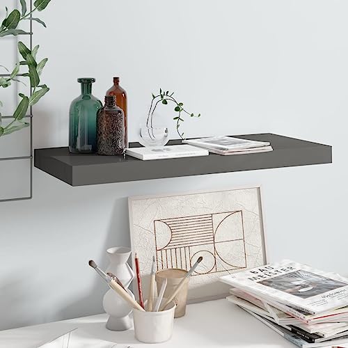 HANJIEFACAI Schweberegal Hochglanz-Grau 60x23,5x3,8 cm MDF Floating Wall Shelf Modern Display Storage Unit for Living Room Bedroom Office Decor HANJIEFACAI Schweberegal Hochglanz-Grau 60x23,5x3,8 cm MDF Floating Wall Shelf Modern Display Storage Unit for Living Room Bedroom Office Decor von HANJIEFACAI