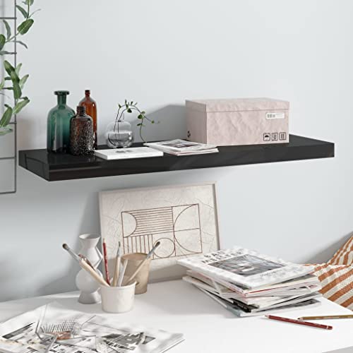 HANJIEFACAI Schweberegal Hochglanz Schwarz 80x23,5x3,8 cm MDF Floating Shelf Modern Wall Decor Display Board for Living Room Bedroom Office Storage HANJIEFACAI Schweberegal Hochglanz Schwarz 80x23,5x3,8 cm MDF Floating Shelf Modern Wall Decor Display Board for Living Room Bedroom Office Storage von HANJIEFACAI