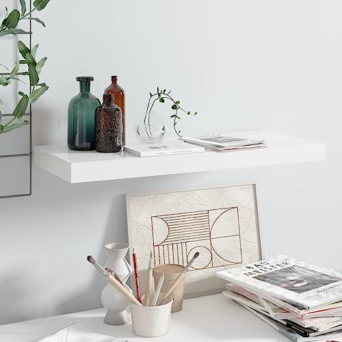 HANJIEFACAI Schweberegal Hochglanz-Weiß 60x23,5x3,8 cm MDF Floating Shelf Modern Wall Board for Living Room Bedroom Display Decor Storage Books Awards HANJIEFACAI Schweberegal Hochglanz-Weiß 60x23,5x3,8 cm MDF Floating Shelf Modern Wall Board for Living Room Bedroom Display Decor Storage Books Awards von HANJIEFACAI