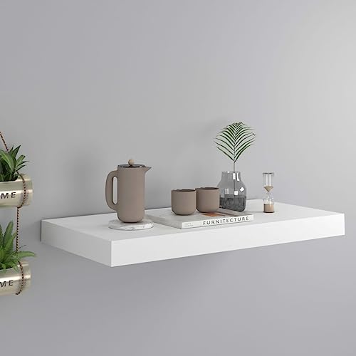 HANJIEFACAI Schweberegal Weiß 50x23x3,8 cm MDF Floating Shelf Wall Mounted Modern Design Invisible Mounting System for Living Room Bedroom Office Decor Display HANJIEFACAI Schweberegal Weiß 50x23x3,8 cm MDF Floating Shelf Wall Mounted Modern Design Invisible Mounting System for Living Room Bedroom Office Decor Display von HANJIEFACAI