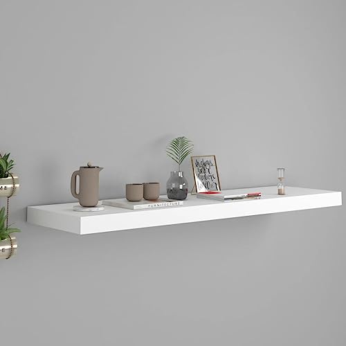 HANJIEFACAI Schweberegal Weiß 90x23,5x3,8 cm MDF Floating Shelf Wall Mounted Modern Design for Living Room Bedroom Office Decor Storage Display Board HANJIEFACAI Schweberegal Weiß 90x23,5x3,8 cm MDF Floating Shelf Wall Mounted Modern Design for Living Room Bedroom Office Decor Storage Display Board von HANJIEFACAI