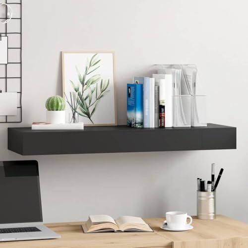 HANJIEFACAI Schweberegal mit Schublade Schwarz 80x25x8 cm Modern Floating Shelf with Drawer for Living Room Bedroom Office Storage Display Books Awards Decor HANJIEFACAI Schweberegal mit Schublade Schwarz 80x25x8 cm Modern Floating Shelf with Drawer for Living Room Bedroom Office Storage Display Books Awards Decor von HANJIEFACAI