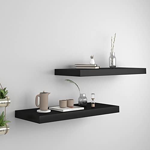 HANJIEFACAI Schweberegale 2 STK Floating Shelves Black 60x23,5x3,8cm MDF Wall Mounted Modern Display Storage for Living Room Bedroom Office Decor HANJIEFACAI Schweberegale 2 STK Floating Shelves Black 60x23,5x3,8cm MDF Wall Mounted Modern Display Storage for Living Room Bedroom Office Decor von HANJIEFACAI