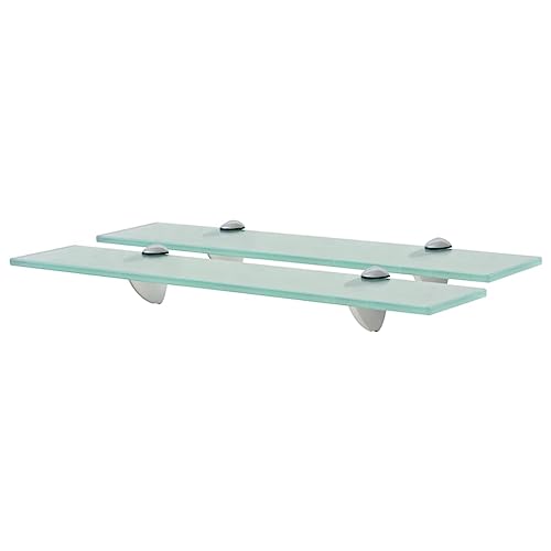 HANJIEFACAI Schweberegale 2 STK. Glas Floating Shelves 50x10 cm 8 mm Thick Safety Glass Wall Shelf Set for Bathroom Living Room Bedroom Modern Decor 10kg Load Capacity von HANJIEFACAI