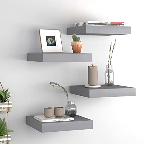 HANJIEFACAI Schweberegale 4 STK. Floating Shelves Gray MDF Modern Wall Display Rack for Home Decor Books Awards Decoration Items 23x23.5x3.8 cm HANJIEFACAI Schweberegale 4 STK. Floating Shelves Gray MDF Modern Wall Display Rack for Home Decor Books Awards Decoration Items 23x23.5x3.8 cm von HANJIEFACAI