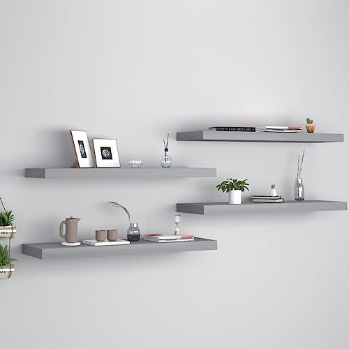 HANJIEFACAI Schweberegale 4 STK. Grau 80x23,5x3,8 cm MDF Floating Wall Shelf Set Modern Home Decor for Living Room Bedroom Office Display Books Awards Decor HANJIEFACAI Schweberegale 4 STK. Grau 80x23,5x3,8 cm MDF Floating Wall Shelf Set Modern Home Decor for Living Room Bedroom Office Display Books Awards Decor von HANJIEFACAI