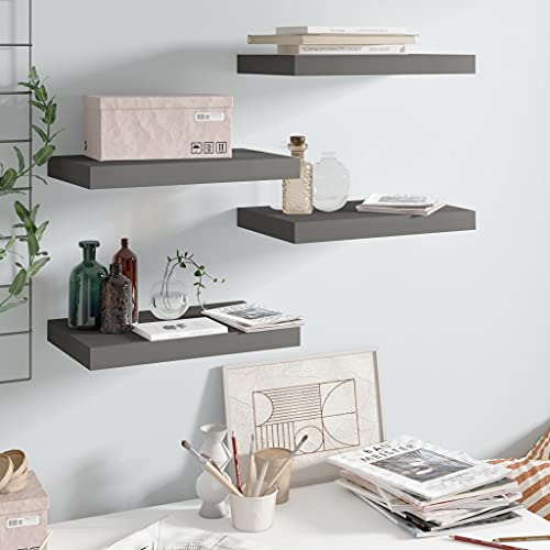 HANJIEFACAI Schweberegale 4 STK. Hochglanz-Grau 40x23x3,8 cm MDF Floating Wall Shelves Set Modern Home Decor for Living Room Bedroom Office Display Storage HANJIEFACAI Schweberegale 4 STK. Hochglanz-Grau 40x23x3,8 cm MDF Floating Wall Shelves Set Modern Home Decor for Living Room Bedroom Office Display Storage von HANJIEFACAI