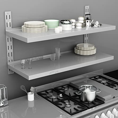 HANJIEFACAI Stainless Steel Wall Shelf 2 Tier 120x30 cm Kitchen Storage Rack Organizer for Dishes Utensils Heavy Duty 40kg Load Capacity HANJIEFACAI Stainless Steel Wall Shelf 2 Tier 120x30 cm Kitchen Storage Rack Organizer for Dishes Utensils Heavy Duty 40kg Load Capacity von HANJIEFACAI