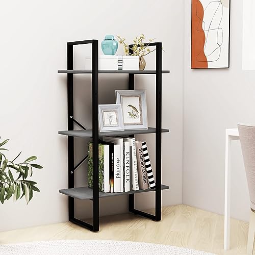 HANJIEFACAI Standregal Grau 60x30x105 cm Massivholz Kiefer Vitrine Book Shelf Cabinet Shelf Organizer für Wohnzimmer Schlafzimmer Balkon Flur von HANJIEFACAI