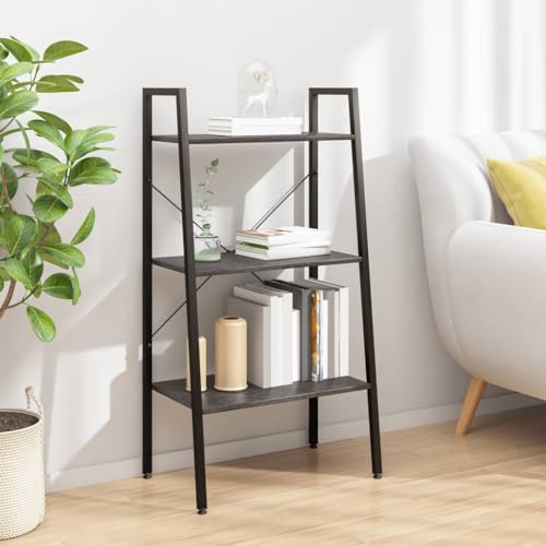 HANJIEFACAI Standregal mit 3 Böden Schwarz 56x35x108 cm Vitrine Book Shelf Bookcase Display Cabinet für Arbeitszimmer Balkon Wohnzimmer Schlafzimmer von HANJIEFACAI