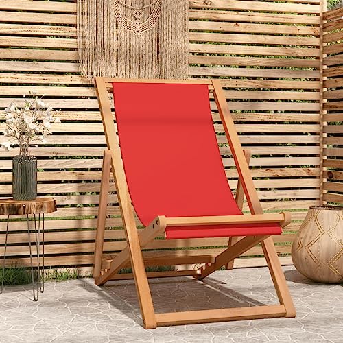 HANJIEFACAI Strandstuhl Klappbar Massivholz Teak Rot Stühle Balkon Gartenstuhl Terrassenstühle Outdoor Stuhl für Schlafraum Hof Camping Park von HANJIEFACAI