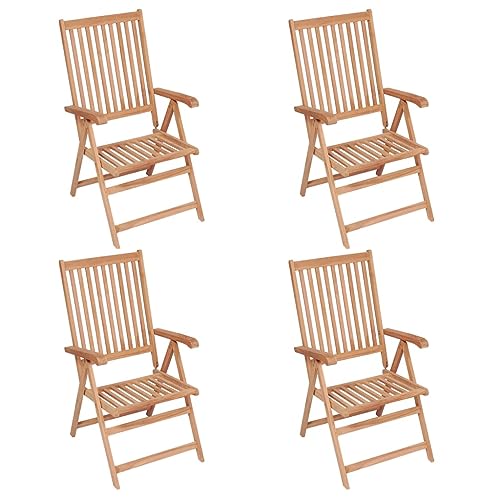 HANJIEFACAI Verstellbare Gartenstühle 4 STK. Massivholz Teak Gartensessel Outdoor Gartenstuhl Terrassenstühle Balcony Chair für Schlafraum Balkon Camping Park von HANJIEFACAI