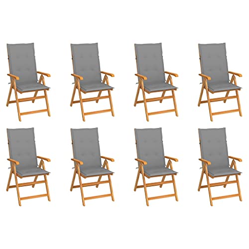 HANJIEFACAI Verstellbare Gartenstühle mit Auflagen 8 STK. Massivholz Teak Stuhl Garten Gartenstuhl Balkonstuhl Biergartenstühle für Hof Balkon Schlafraum Park von HANJIEFACAI