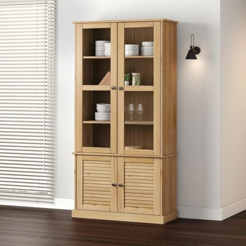 HANJIEFACAI Vitrine VIGO 85x35x170 cm Massivholz Kiefer Small Bookcase Book Shelf Bookcase Book Shelves für Schlafzimmer Wohnzimmer Flur Balkon von HANJIEFACAI