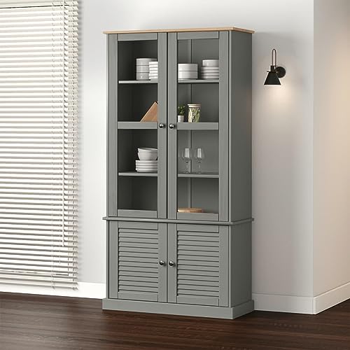 HANJIEFACAI Vitrine VIGO Grau 85x35x170 cm Massivholz Kiefer Small Bookcase Book Shelf Bookcase Book Shelves für Schlafzimmer Wohnzimmer Flur Balkon HANJIEFACAI Vitrine VIGO Grau 85x35x170 cm Massivholz Kiefer Small Bookcase Book Shelf Bookcase Book Shelves für Schlafzimmer Wohnzimmer Flur Balkon von HANJIEFACAI