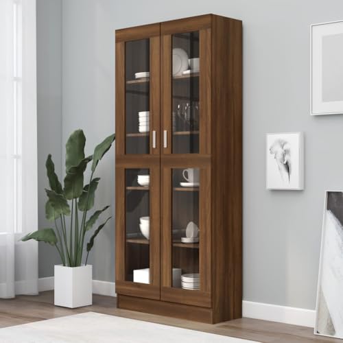 HANJIEFACAI Vitrinenschrank Braun Eichen-Optik 82,5x30,5x185,5 cm Bücherregal Book Shelf Cabinet Shelf Organizer für Arbeitszimmer Schlafzimmer Wohnzimmer Balkon HANJIEFACAI Vitrinenschrank Braun Eichen-Optik 82,5x30,5x185,5 cm Bücherregal Book Shelf Cabinet Shelf Organizer für Arbeitszimmer Schlafzimmer Wohnzimmer Balkon von HANJIEFACAI