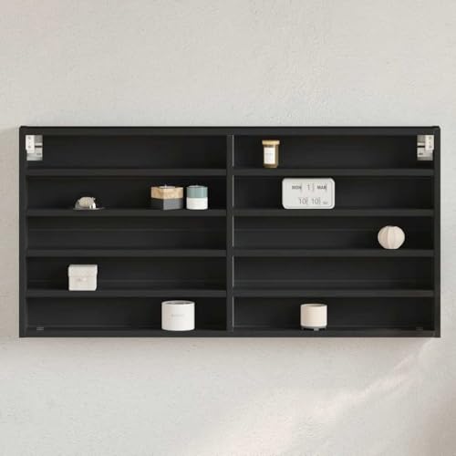 HANJIEFACAI Vitrinenschrank Schwarz 100x8,5x50 cm Holzwerkstoff Display Cabinet with 10 Shelves 60kg Capacity for Living Room Bedroom Hallway Storage Organization HANJIEFACAI Vitrinenschrank Schwarz 100x8,5x50 cm Holzwerkstoff Display Cabinet with 10 Shelves 60kg Capacity for Living Room Bedroom Hallway Storage Organization von HANJIEFACAI