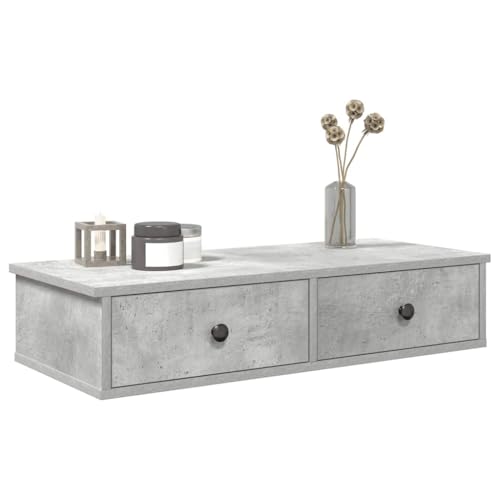 HANJIEFACAI Wall Shelf with Drawers Concrete Gray 80x31x17 cm Particle Board Floating Nightstand Storage Organizer for Living Room Bedroom Decor HANJIEFACAI Wall Shelf with Drawers Concrete Gray 80x31x17 cm Particle Board Floating Nightstand Storage Organizer for Living Room Bedroom Decor von HANJIEFACAI